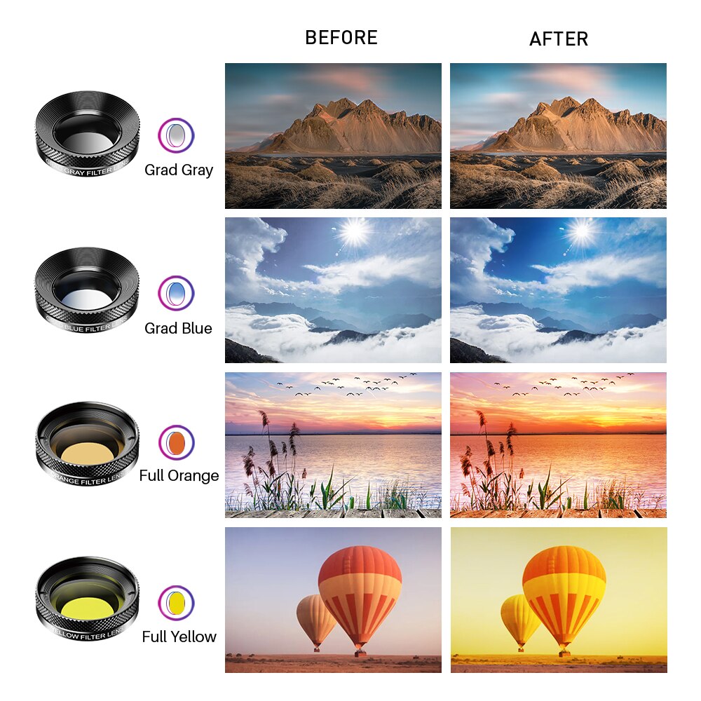 APEXEL 11 in 1 camera Phone Lens Kit wide angle macro Full Color/grad Filter CPL ND Star Filter for iPhone Xiaomi all Smartphone APEXEL 11 in 1 camera Phone Lens Kit wide angle macro Full Color/grad Filter CPL ND Star Filter for iPhone Xiaomi all Smartphone