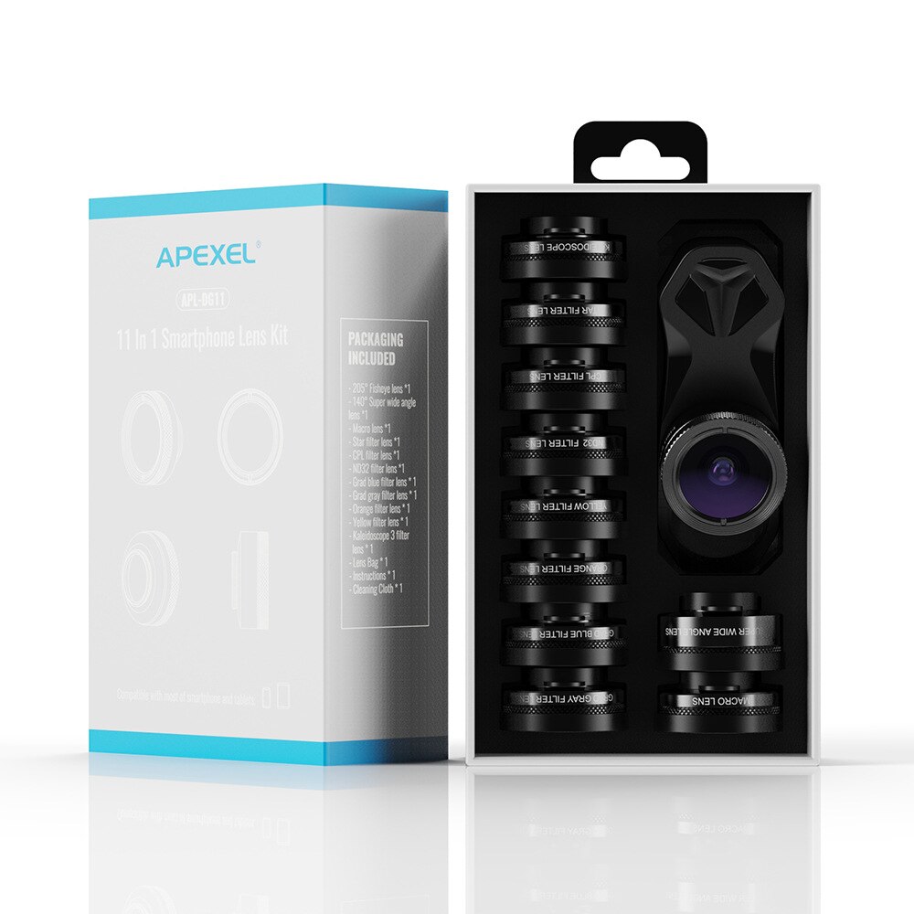 APEXEL 11 in 1 camera Phone Lens Kit wide angle macro Full Color/grad Filter CPL ND Star Filter for iPhone Xiaomi all Smartphone APEXEL 11 in 1 camera Phone Lens Kit wide angle macro Full Color/grad Filter CPL ND Star Filter for iPhone Xiaomi all Smartphone