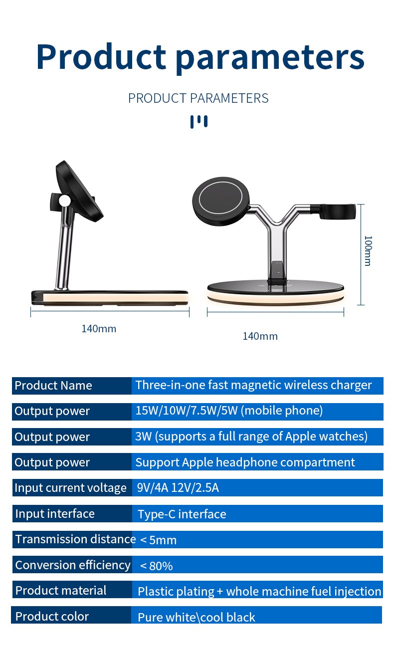 3 in 1 Magnetic Wireless Charger 15W Fast Charging Station for Magsafe iPhone 12 pro Max Chargers for Apple Watch Airpods pro 3 in 1 Magnetic Wireless Charger 15W Fast Charging Station for Magsafe iPhone 12 pro Max Chargers for Apple Watch Airpods pro